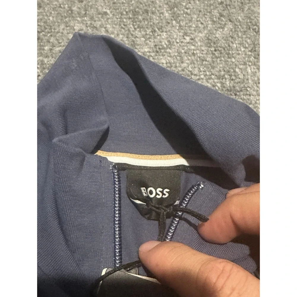 Hugo Boss Mens M Greyish Blue Full Zip Mix & Match Mock Neck Jacket NWT